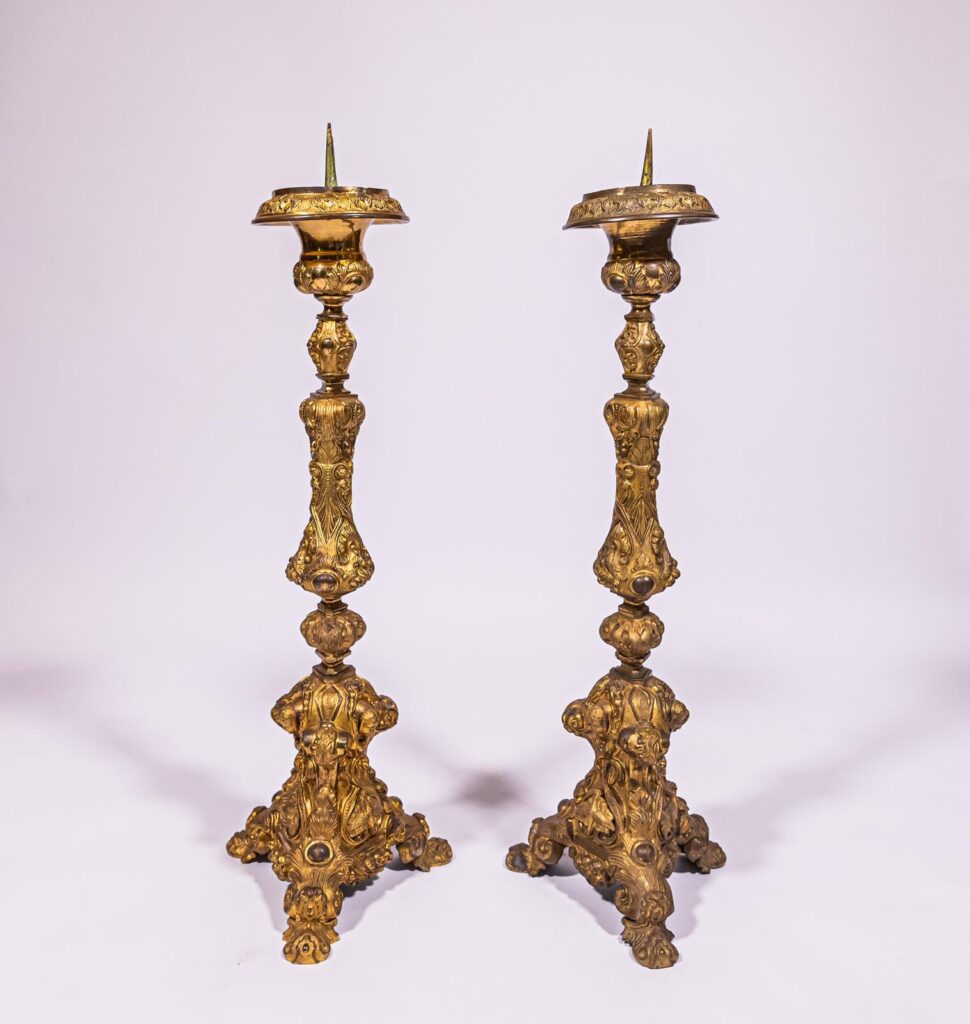 18th Century Neo-gothic Church Candlestick 